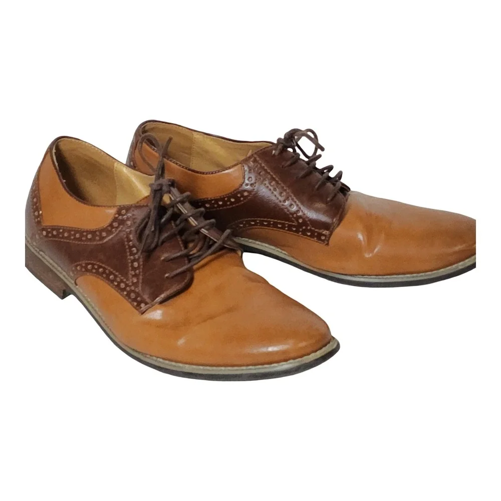 Drexlite Hunter Mens Brown Two Tone Wingtip Brogue Oxford Dress Shoes Size 10M